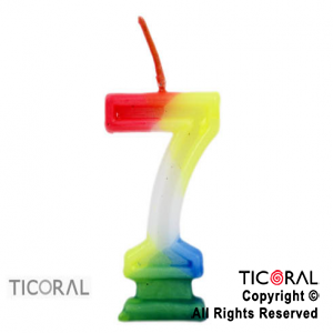 VELA NUMEROTE N.7 FLUO TRICOLOR x 10